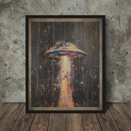 Retro ufo pittura - retro,