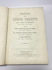 Libro Antico 1870 Trattato Lesioni Violente Loro Cura e Strumenti AA/VV Medicina