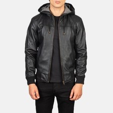 Bomber in pelle nera con