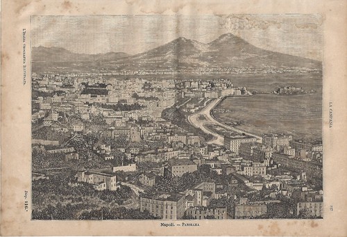 Stampa antica napoli veduta - stampa,