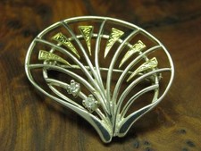 925 Argento Sterling Spilla Con Zirconi Incastonati / Vero Argento / 4,2g