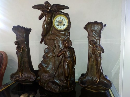 Pendule vase garniture art - pendule, et