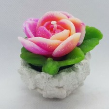 CANDELA PROFUMATA A FORMA DI FIORE PER BOMBONIERA, BATTESIMO, SEGNAPOSTO