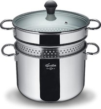 LAGOSTINA Pentola in Acciaio Inox cm 22 con Coperchio 2 Manici Pastaiola