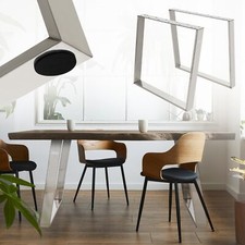 Set 2 Gambe per tavolo in acciaio inox argento 75x72cm telaio 80 gradi scrivania