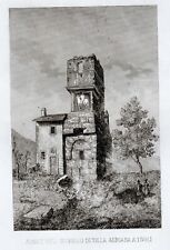 INGRESSO DI VILLA ADRIANA  A TIVOLI ,  incisione , 1849 + PASSEPARTOUT