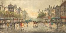 ANTONIO DE VITY Devity  Parigi Champs Elysees olio su tela 120x60 cm Autenticato