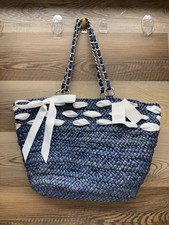 Borsa a mano in paglia blu e