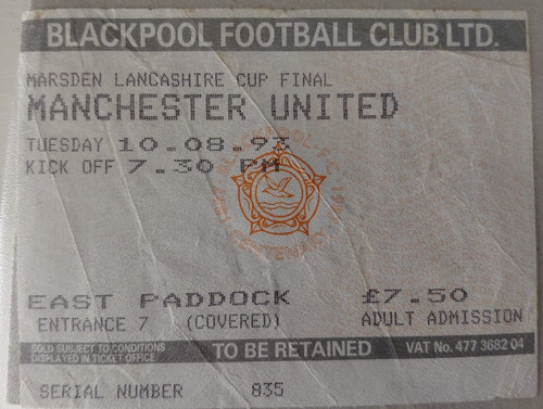 Biglietto stub blackpool - biglietto, v
