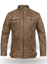 Giacca pelle marrone legno