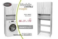 MOBILE COPRI LAVATRICE BIANCO LEGNO SCAFFALE LAVANDERIA RIPIANI SALVASPAZIO 170c