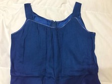 Vestito donna anni 70-80 vintage fatto a mano di seta royal blu tg44