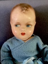 Antica Bambola  Cartapesta con testa dipinta a mano e corpo di Stoffa anni 40