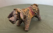 CLAUDIO PULLI SACULTURA ANIMALE MUCCA  IN CERAMICA CON COLATE D'ORO