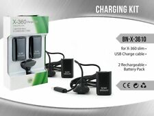 x Cavo Ricarica Controller 2 Batterie Ricaricabili 4800mh Nera Xbox 360 Slim mar