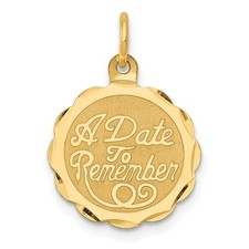 14k Yellow Gold A DATE TO REMEMBER Disc Charm