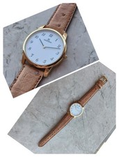 80s ZENITH MONDIA VINTAGE QUARTZ WATCH UHREN OROLOGIO GOLD PLATED 34,5mm NOS!