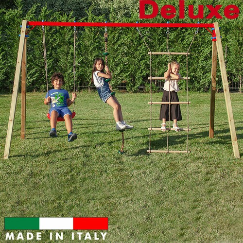 Altalena legno tripla con - in,