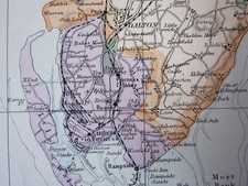 C1898 Mappa Antica Lancashire North Foglio Lancaster Carriola Ecc. Ferrovia