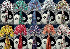 Indien Bain Robe Imprimé Oiseau Coton Kimono Robe de Nuit Maxi Robe Kimonos Robe