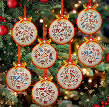 SET 8 Winter Ornaments Birds