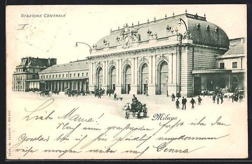 Cartolina milano stazione - cartolina,