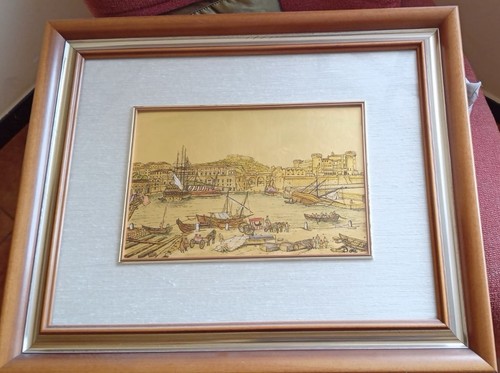 Quadro foglia oro dipinto - quadro,