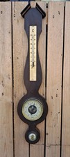Stazione Barometrica Con Barometro Igrometro Termometro Legno Ottone INTEROPTICA
