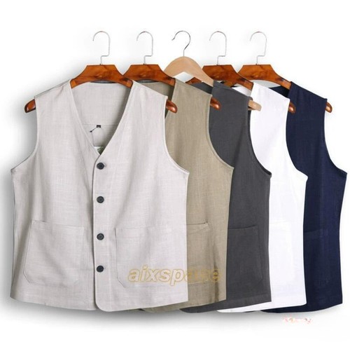 Gilet uomo monopetto lino lino