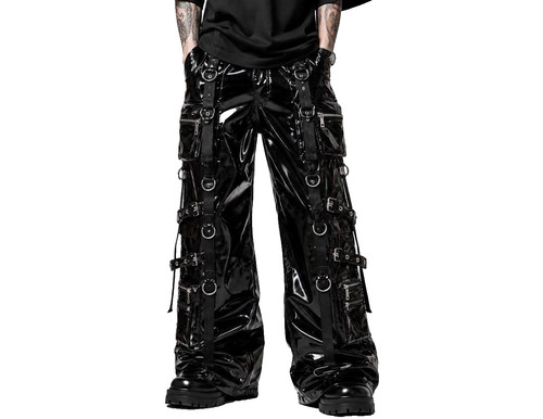 Pantaloni cargo neri lucidi
