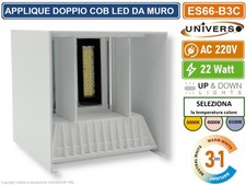 LAMPADA APPLIQUE LED BIANCA DA MURO 22W CON DOPPIA EMISSIONE CCT 3IN1 LUCE SELEZ