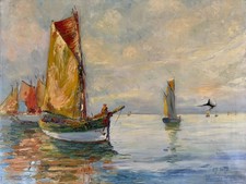 QUADRO OLIO NAVI IN MARE