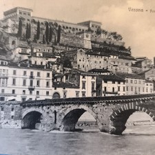 VERONA PONTE PIETRA E CASTEL S. PIETRO VIAGGIATA 1917 – CARTOLINA BIANCO E NERO