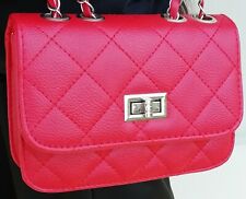Borsa Borsetta Donna Tracolla Moda Trapuntata Rossa Pochette Catene Eco Pelle 