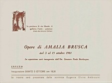 PALERMO Galleria d'Arte La Persiana 3-15/10/1981 invito mostra AMALIA BRUSCA