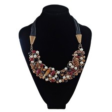 collana boho chic pietre dure colorate perle wire filo metallo dorato bigitteria