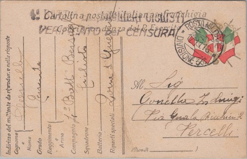 Cartolina wwi franchigia posta - cartolina,