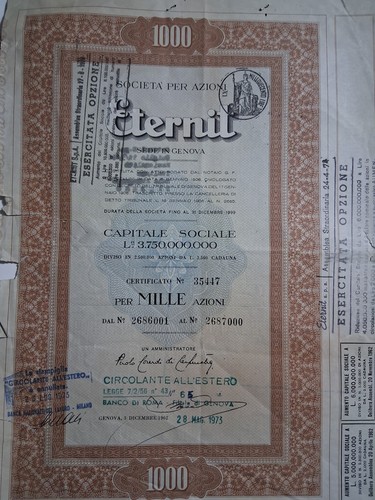 Società per azioni eternit - società,