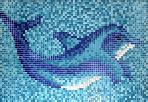 Mosaico immagine vetro delfino - vetro,