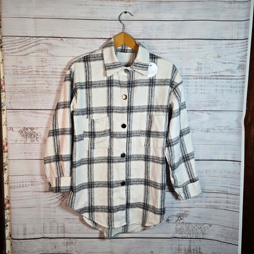 Giacca shacket quadri bianca - a,