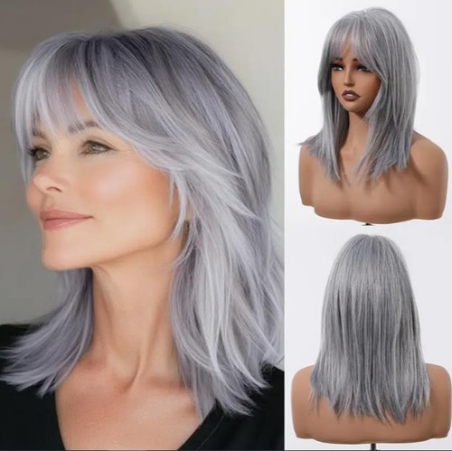Parrucche capelli grigi lisci