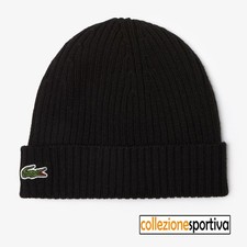 CAPPELLO BERRETTO LACOSTE IN LANA SPAZZOLATA A COSTINE RB0001-031 - col. nero