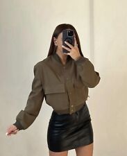 Women's Cropped Bomber Jacket, Giacca Bomber  Stile Zara da Donna - Verde Trend