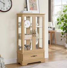 Vetrinetta in vetro 2 ante, vetrina retrò Curio con cassetto