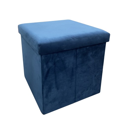Pouf pieghevole velluto blu