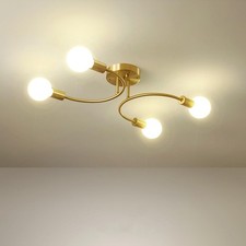 NIUNIAJ Lampadario Soggiorno Industriale,4 Luci Plafoniera Soffitto Vintage E27,