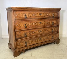 ANTICO COMÒ CANTERANO INTARSIATO LEGNO NOCE 4 CASSETTI 700 PIEMONTESE CASSETTONE