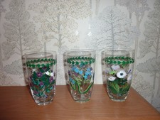 3 bicchieri vintage dipinti a