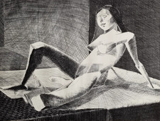 Etude de nu cubiste – dessin original encadré, influence Jacques Villon