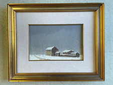 DIPINTO OLIO SENZA TITOLO PAESAGGIO INVERNALE BORGO PERIFERIA NEVE FIRMATO '900